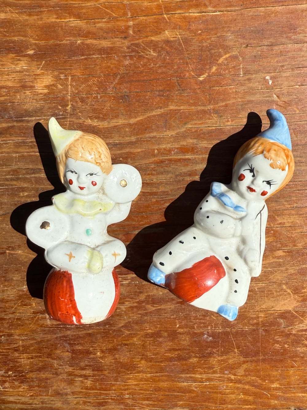 Set of 2 Vintage Porcelain Clown Figurines